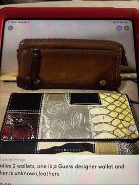 Guess Patchwork Metallic & Croc-Effect Wallet in Black, Gold, Cream